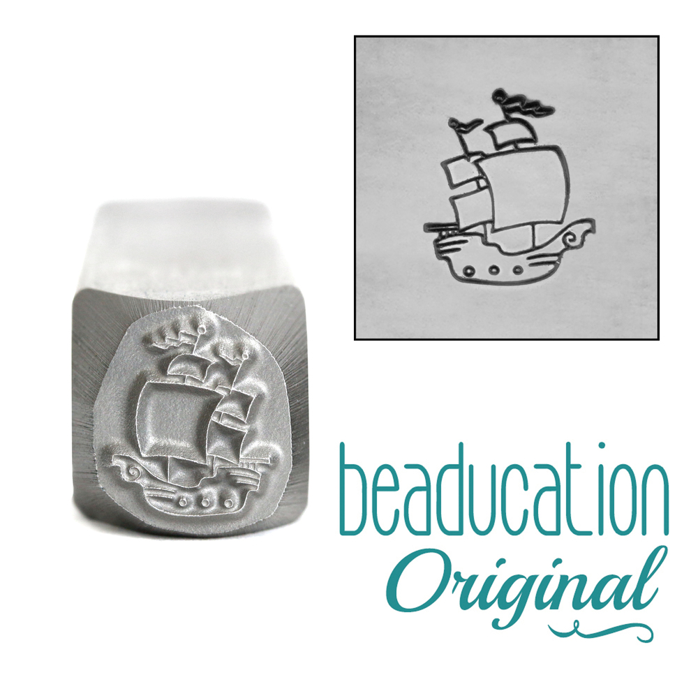 Metal Stamping Tools Pirate Ship Metal Design Stamp, 10.5mm - Beaducation Original